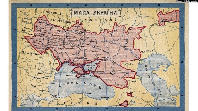 Мапа України. Поштова листівка. Видавництво Вісті з Запоріжжя. Львів, 1910-і роки.
